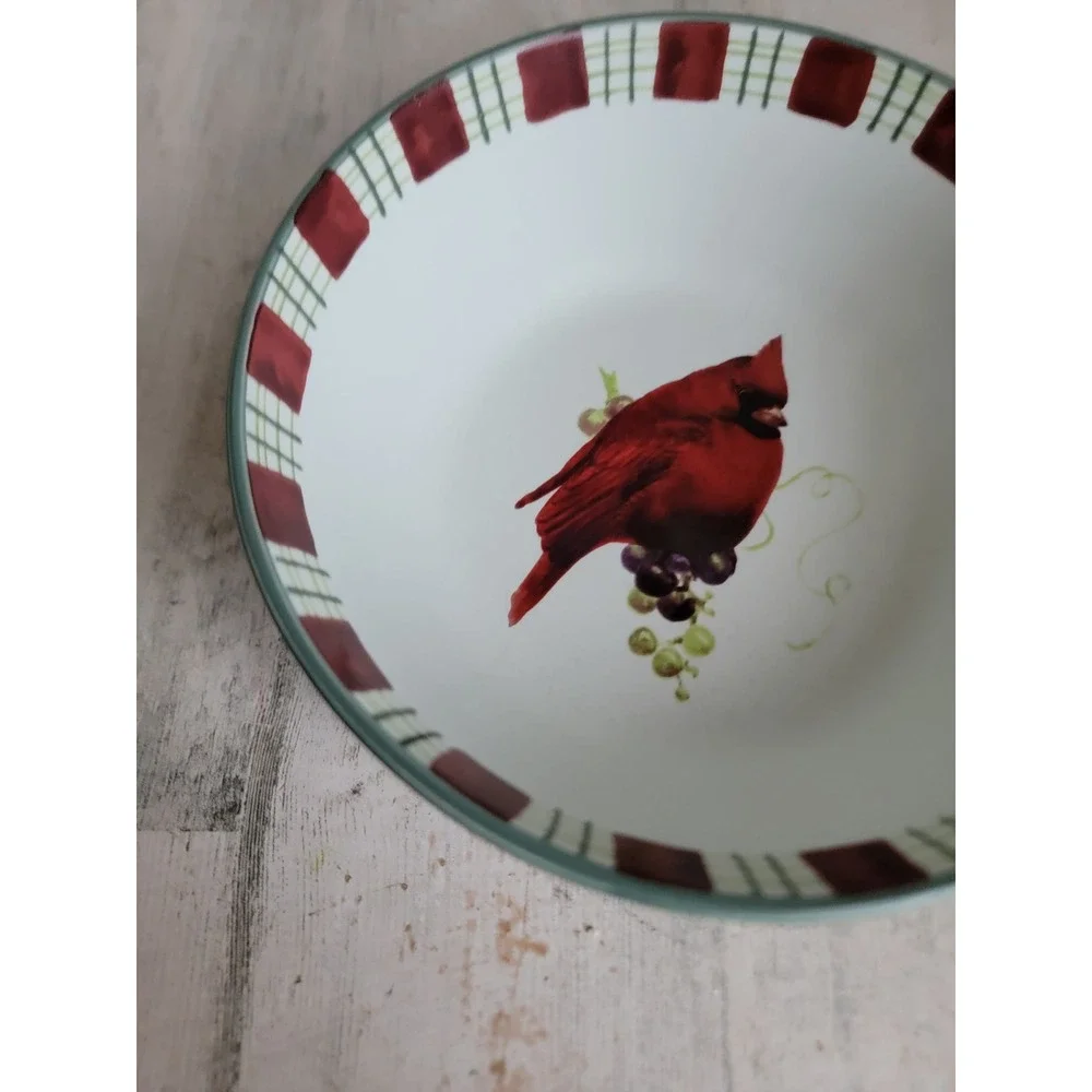 Lenox red cardinal bowl winter greetings everyday Xmas kitchen home